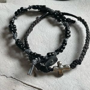 Leather /hemp knotted cross bracelets